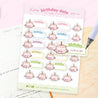 Kawaii Cute Birthday Reminder Planner Sticker Sheet - MISC 009 - Katnipp Studios