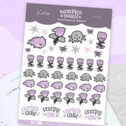 Kawaii Gothic A6 Sticker Sheet Bundle | 6 Halloween Planner Sheets | SPBUN001 Katnipp character product