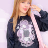 Kawaii Gothic Halloween Long Sleeve T-Shirt – “Fangtastic” Vampire Girl Graphic Tee - Gildan Apparel - Katnipp Studios