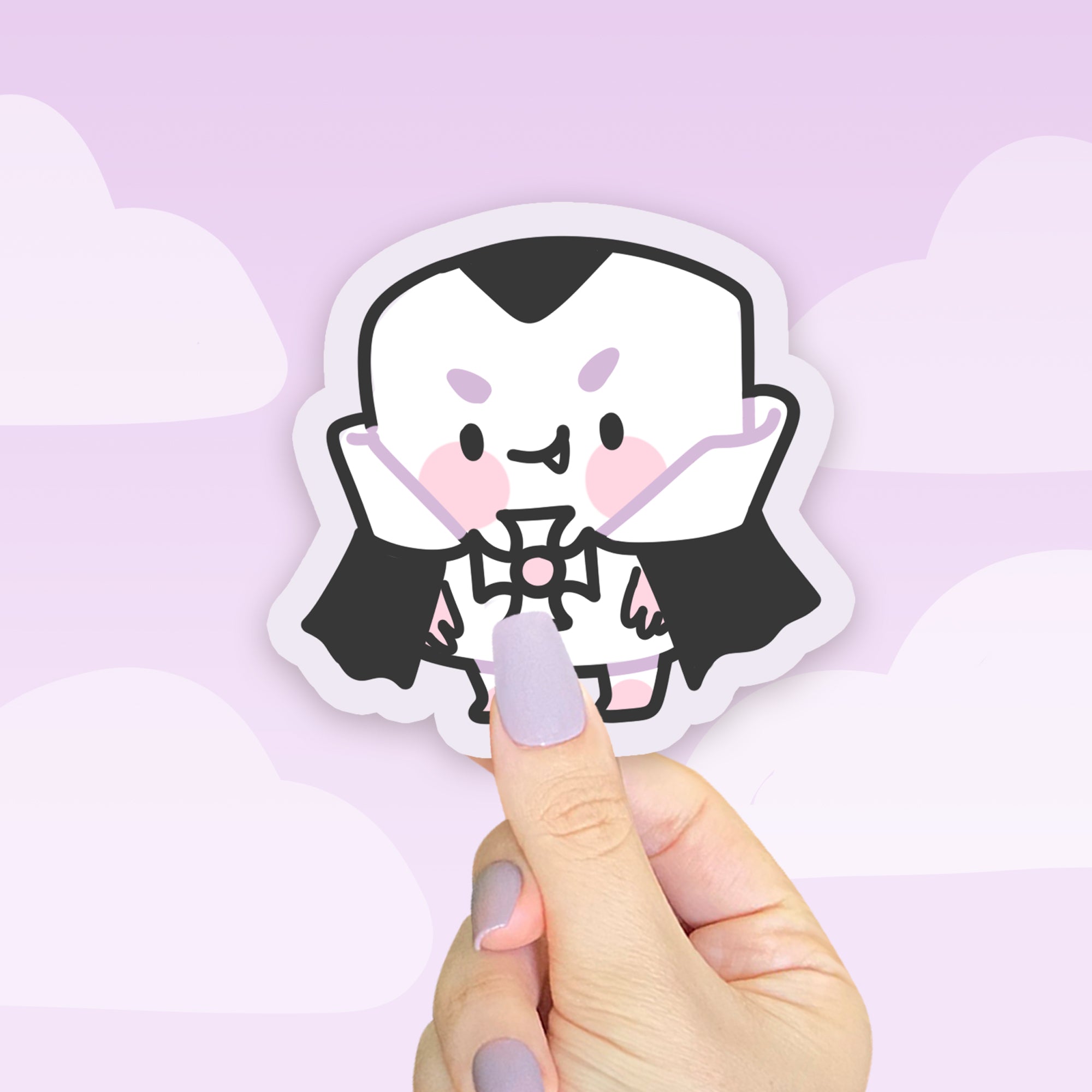 Kawaii Gothic Halloween Sticker – Vampire Marshie Die-Cut Sticker - Spooky Stationery & Stickers - Katnipp Studios