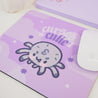 Kawaii Halloween Mouse Pad - “Cursed Cutie” with Fluffy the Spider - Gothic Purple Desk Decor - Katnipp Studios