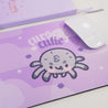 Kawaii Halloween Mouse Pad - “Cursed Cutie” with Fluffy the Spider - Gothic Purple Desk Decor - Katnipp Studios