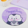 Kawaii Halloween Mouse Pad - Gothic Purple Desk Decor - “Have a Fangtastic Day” with Vampire Marshie - Katnipp Studios