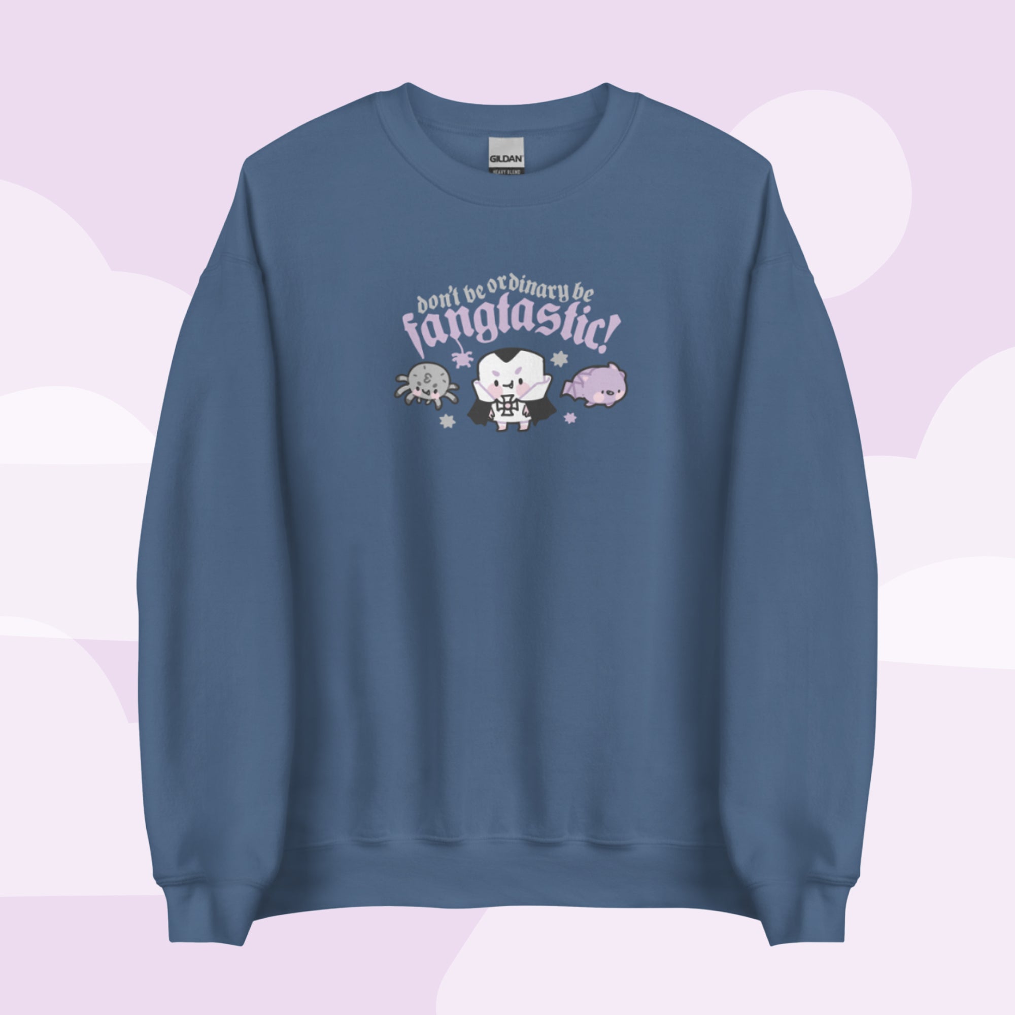 Kawaii Halloween Sweatshirt – “Don’t Be Ordinary, Be Fangtastic” - Gothic Halloween Apparel - Katnipp Studios