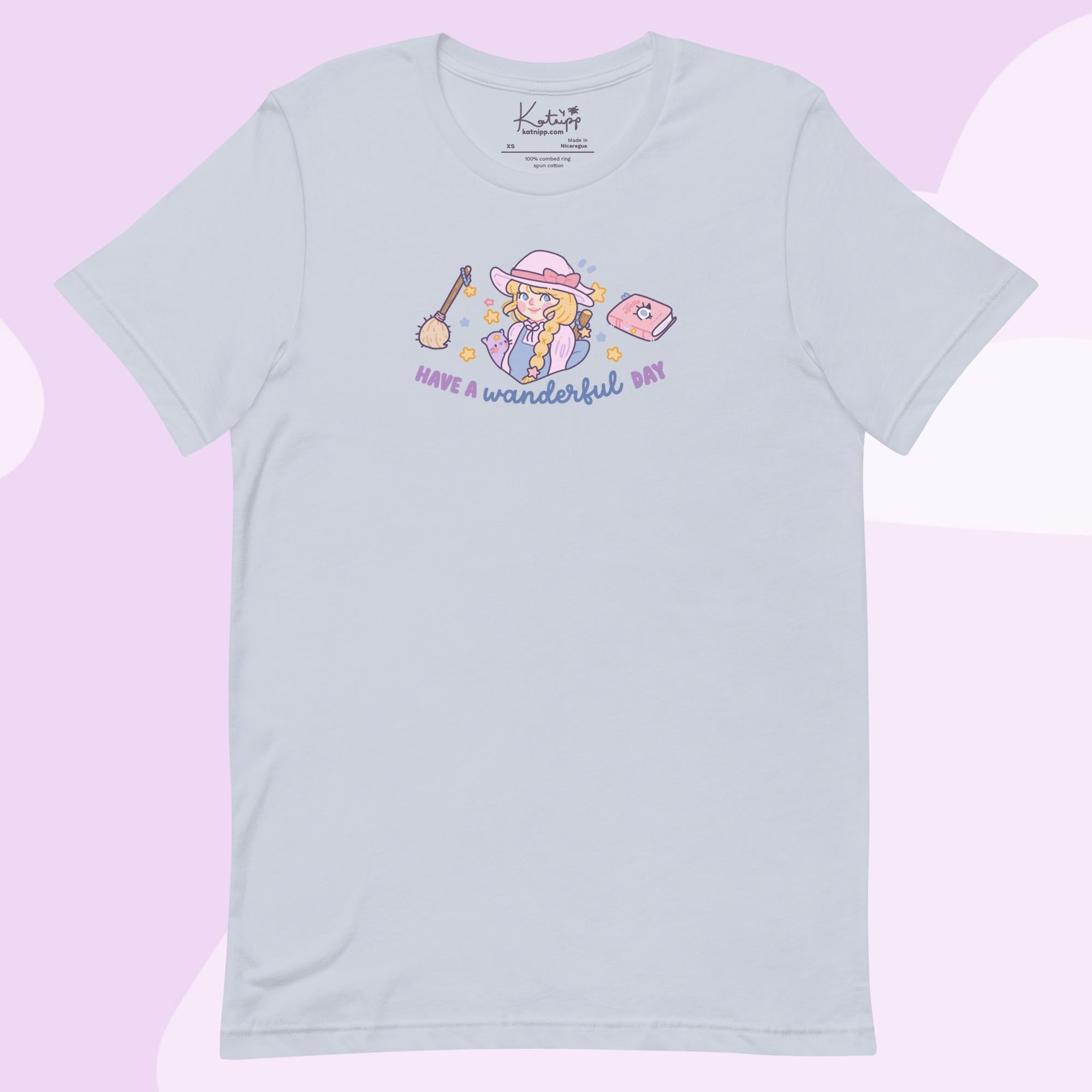 Kawaii Halloween Witch T-Shirt – “Wanderful Day” Pastel Witch Graphic Tee - Cute Halloween Apparel - Katnipp Studios