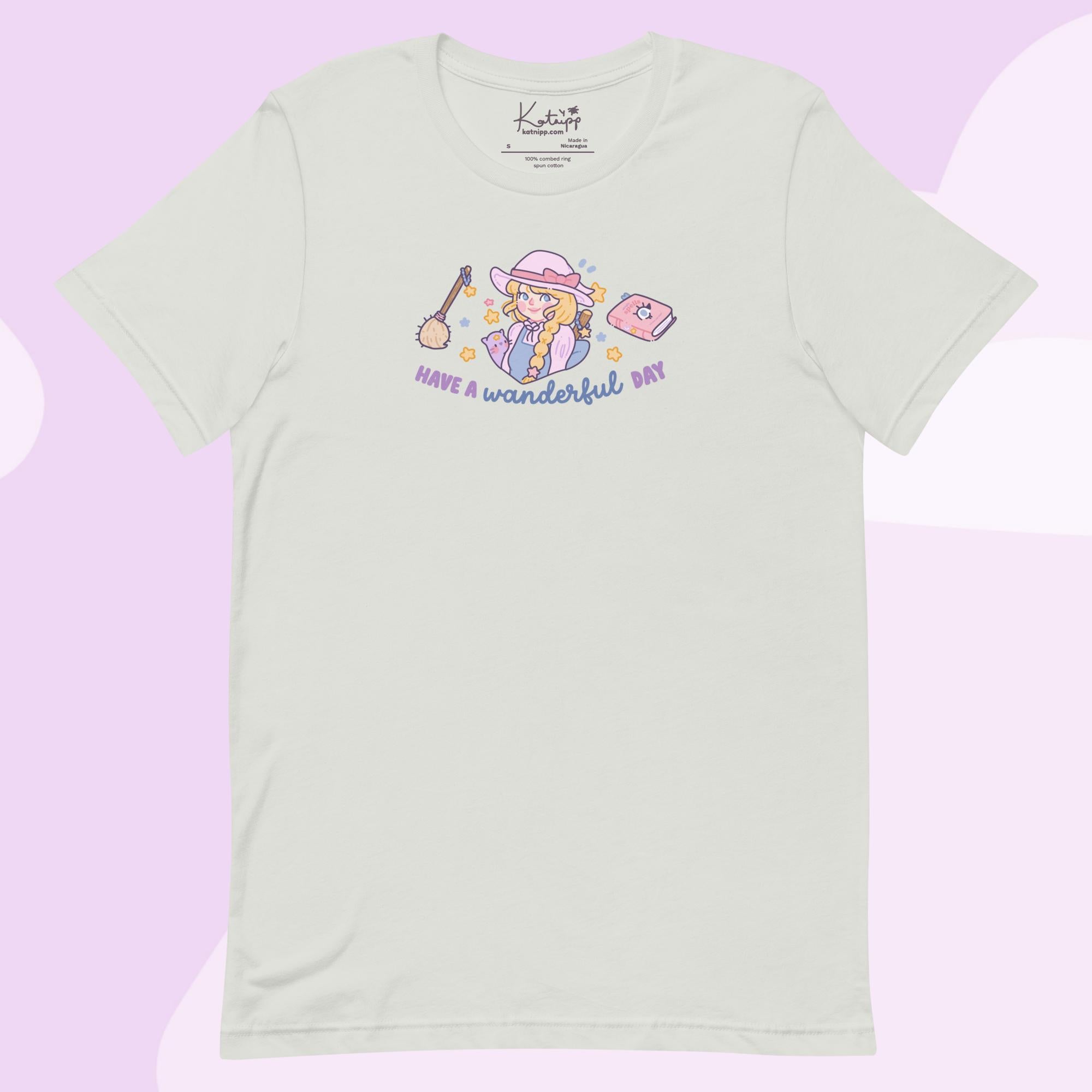 Kawaii Halloween Witch T-Shirt – “Wanderful Day” Pastel Witch Graphic Tee - Cute Halloween Apparel - Katnipp Studios