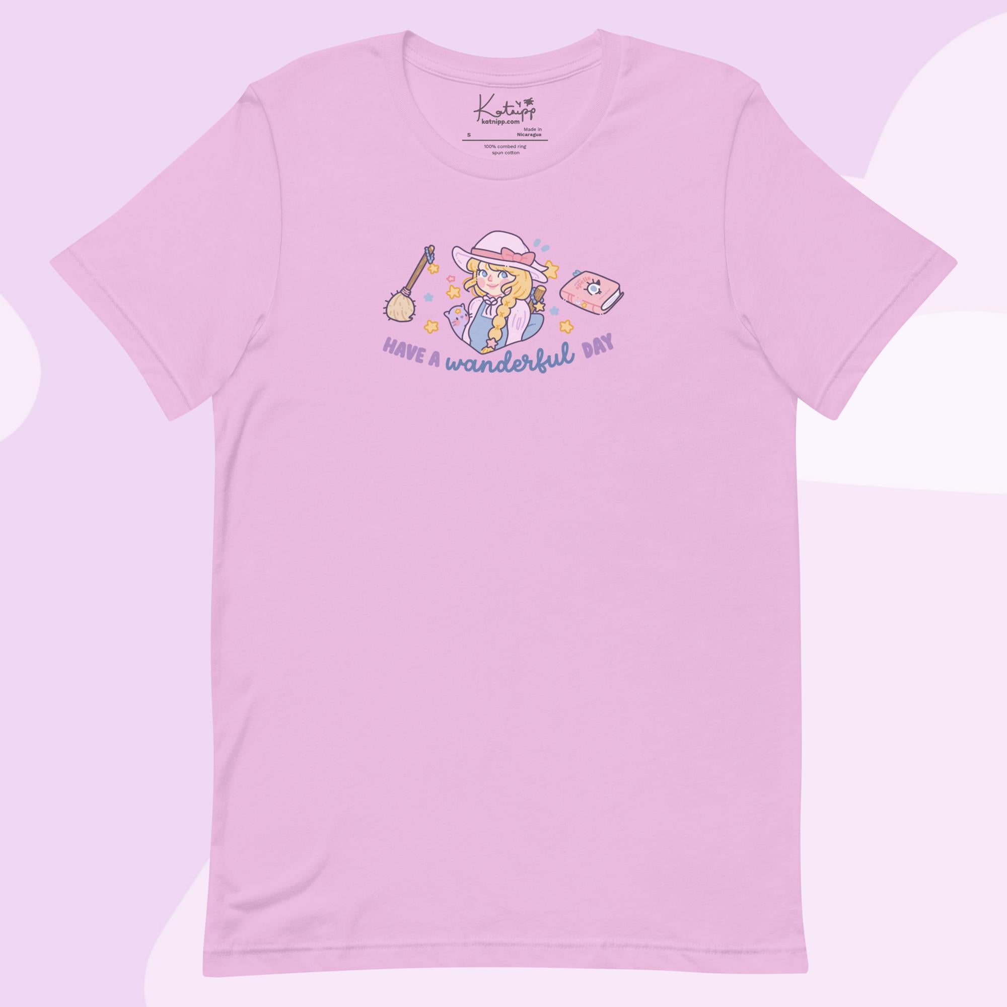 Kawaii Halloween Witch T-Shirt – “Wanderful Day” Pastel Witch Graphic Tee - Cute Halloween Apparel - Katnipp Studios