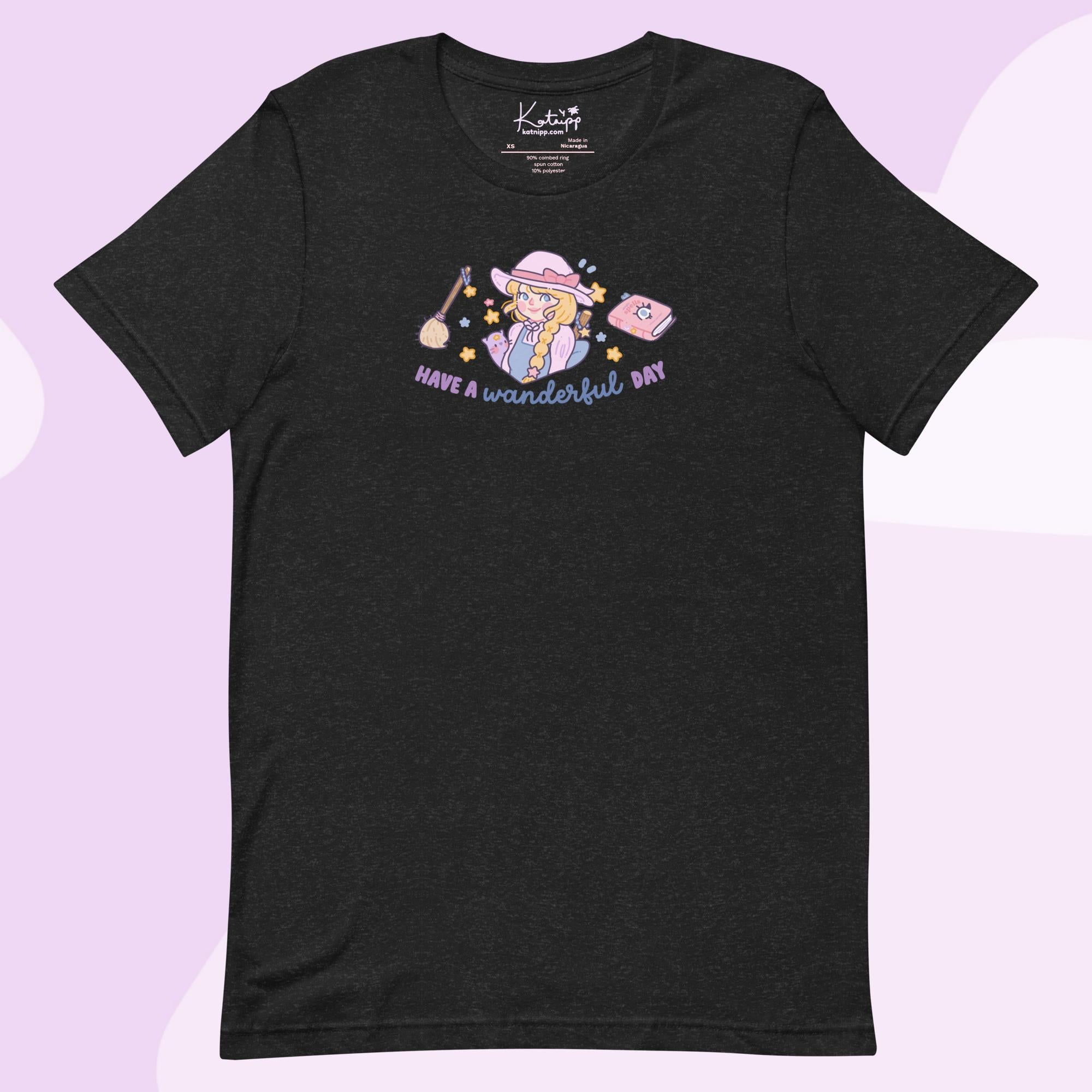 Kawaii Halloween Witch T-Shirt – “Wanderful Day” Pastel Witch Graphic Tee - Cute Halloween Apparel - Katnipp Studios