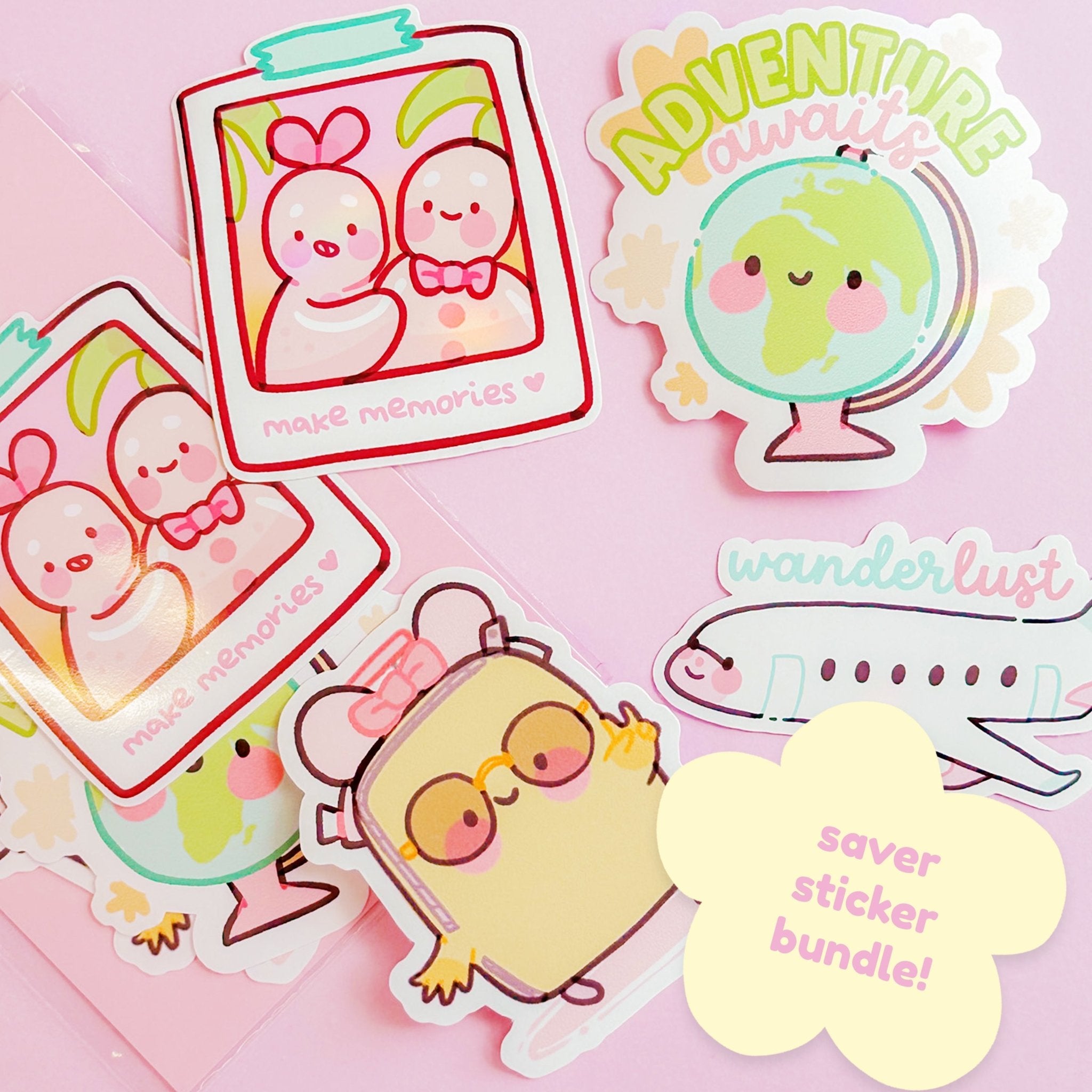 Kawaii Travel Sticker Set | 4 Adventure Vinyl Stickers Katnipp character product