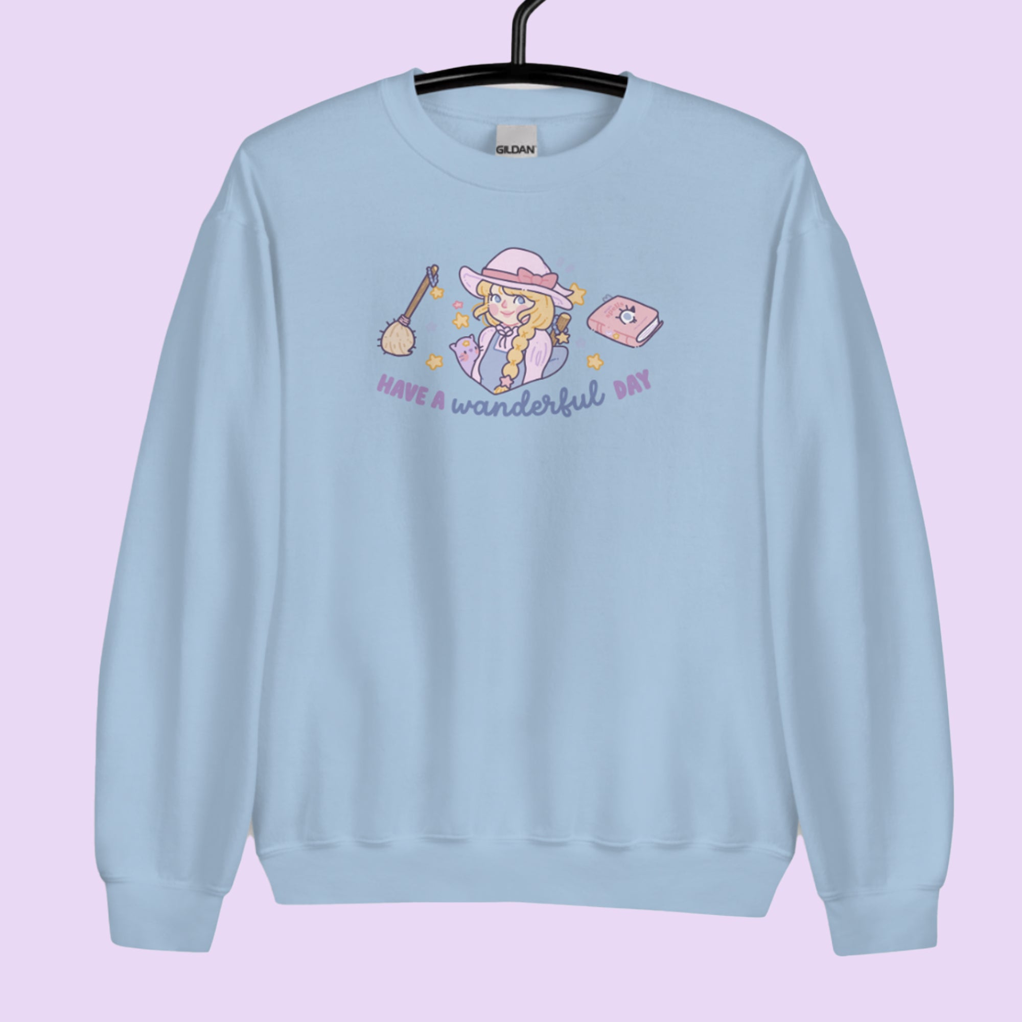 Kawaii Witch Halloween Sweater – “Have a Wanderful Day” - Magical Girl Pastel Witch Apparel - Katnipp Studios