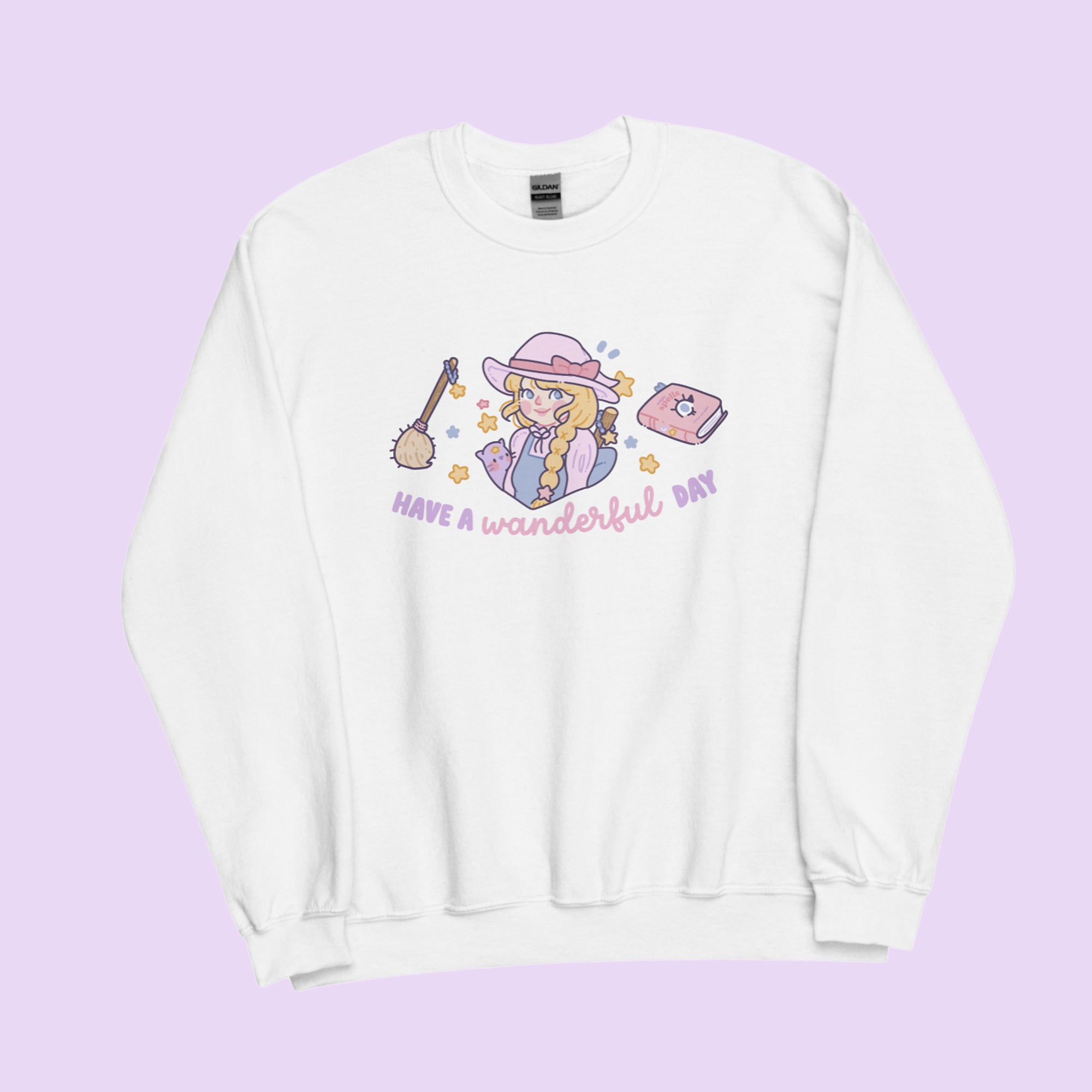 Kawaii Witch Halloween Sweater – “Have a Wanderful Day” - Magical Girl Pastel Witch Apparel - Katnipp Studios