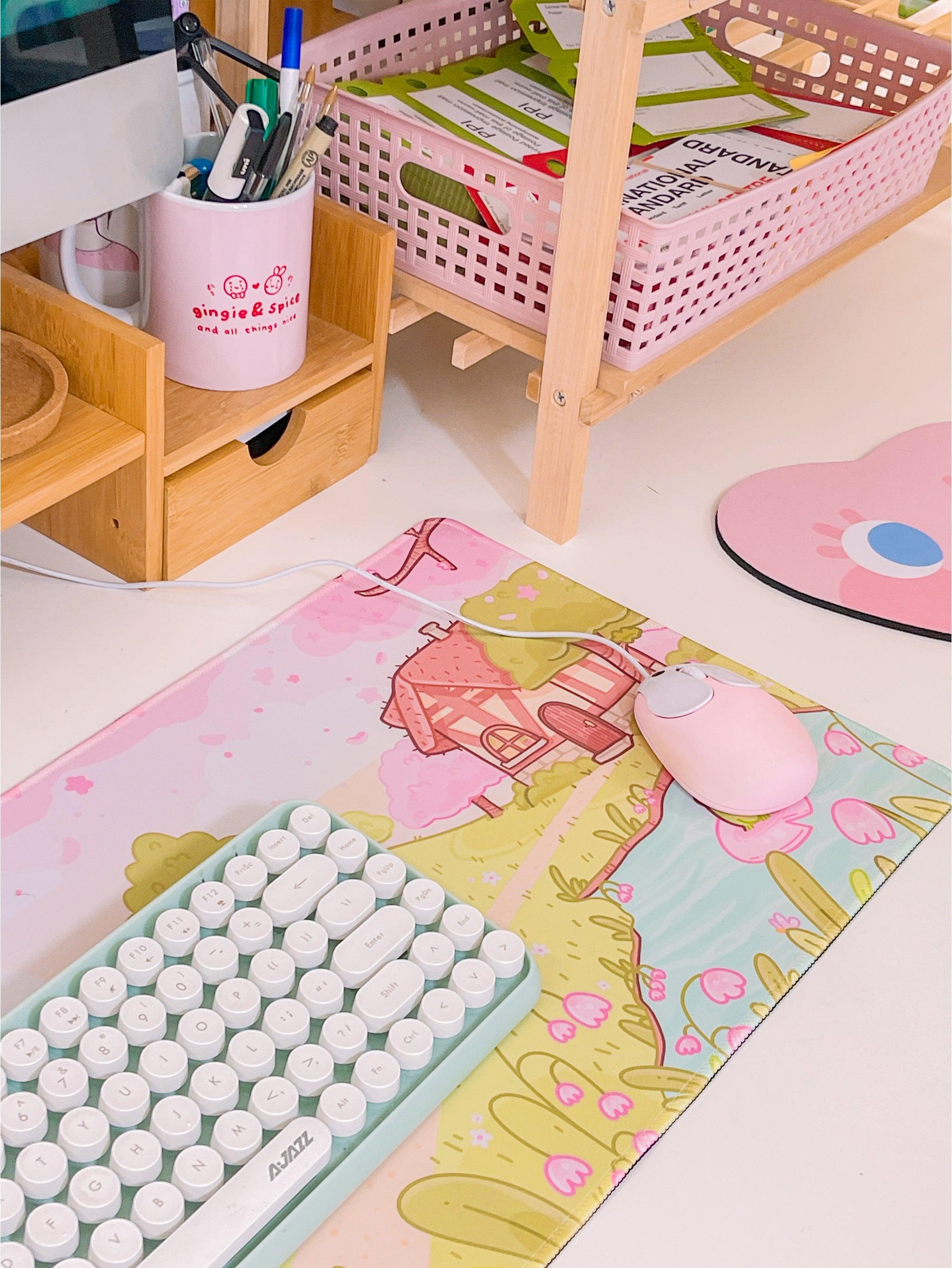 Large Sakura Scene Bumblebutt Cherry Blossom Gaming Mouse Pad - Katnipp Studios