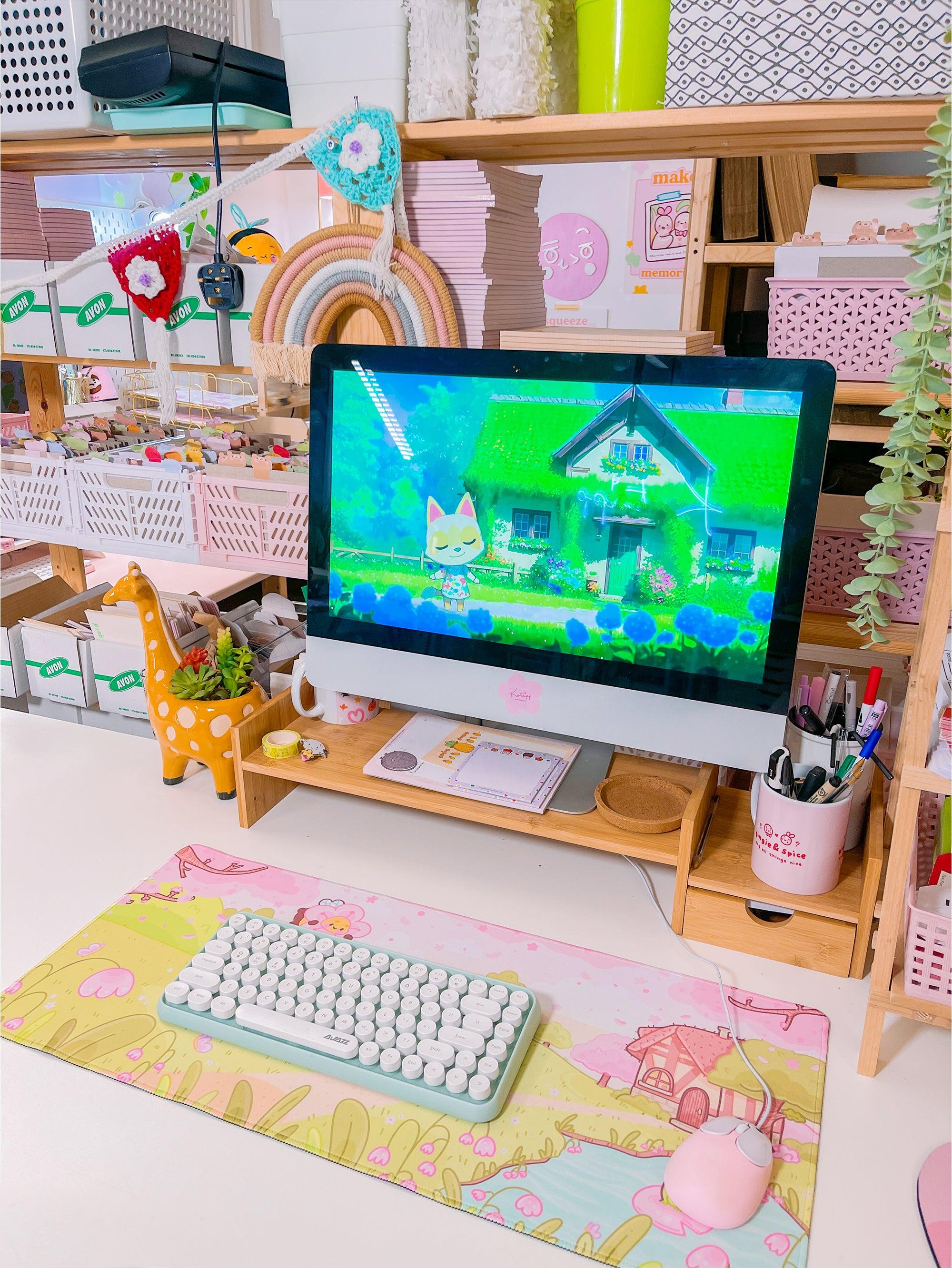 Large Sakura Scene Bumblebutt Cherry Blossom Gaming Mouse Pad - Katnipp Studios