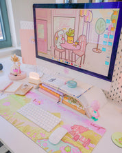 Large Sakura Scene Bumblebutt Cherry Blossom Gaming Mouse Pad - Katnipp Studios