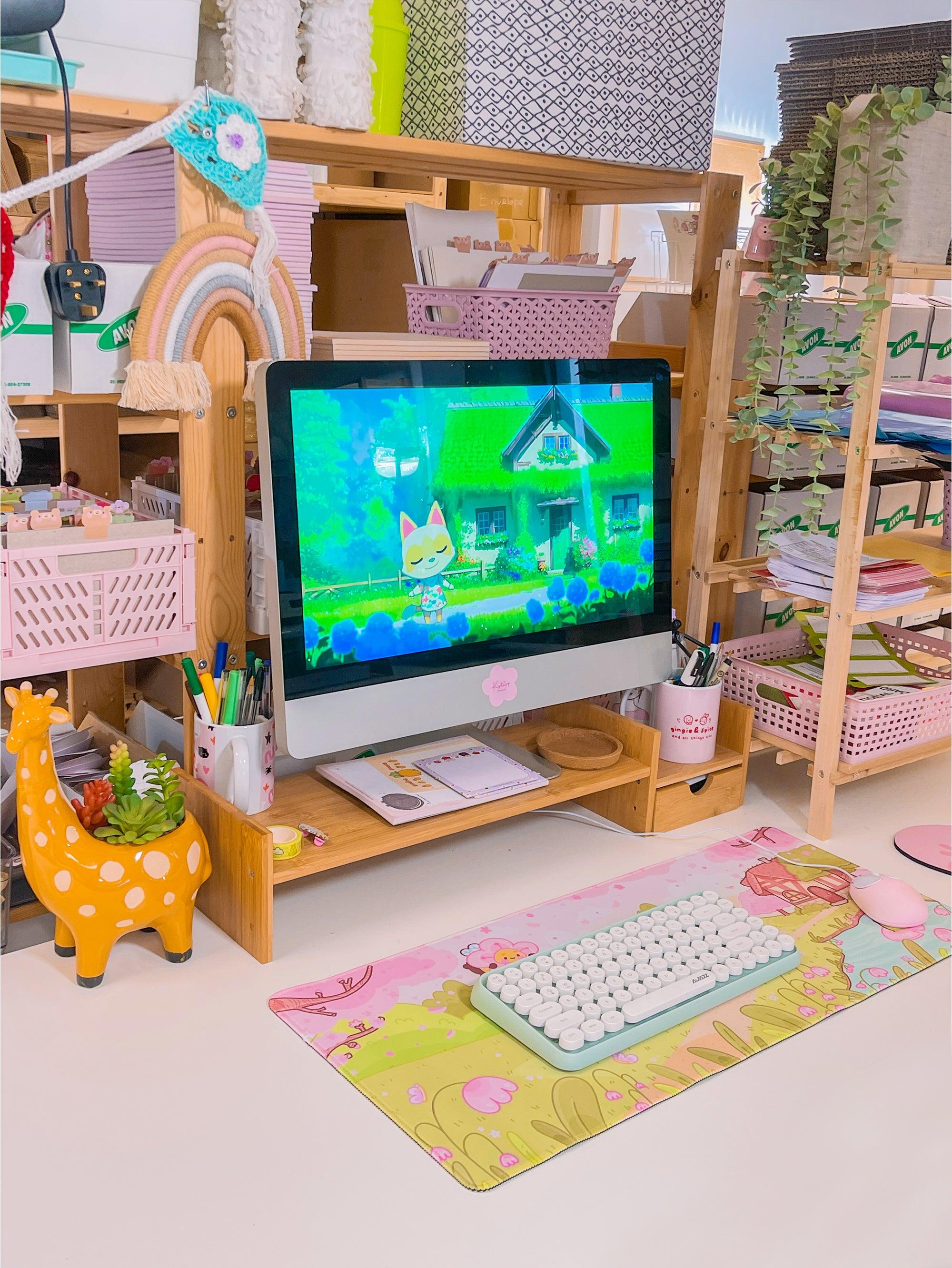 Large Sakura Scene Bumblebutt Cherry Blossom Gaming Mouse Pad - Katnipp Studios