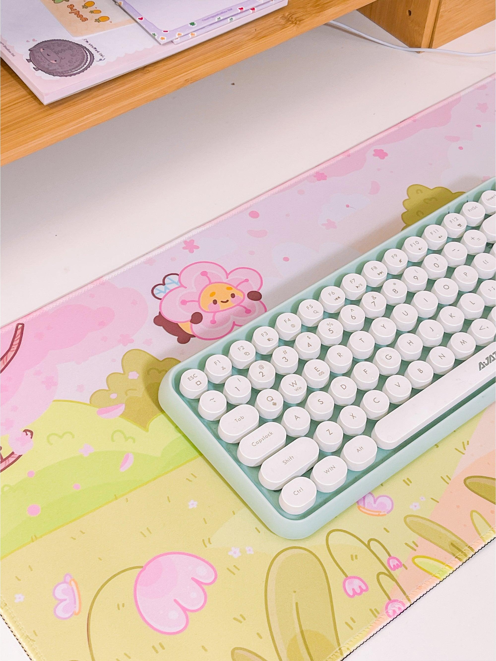 Large Sakura Scene Bumblebutt Cherry Blossom Gaming Mouse Pad - Katnipp Studios