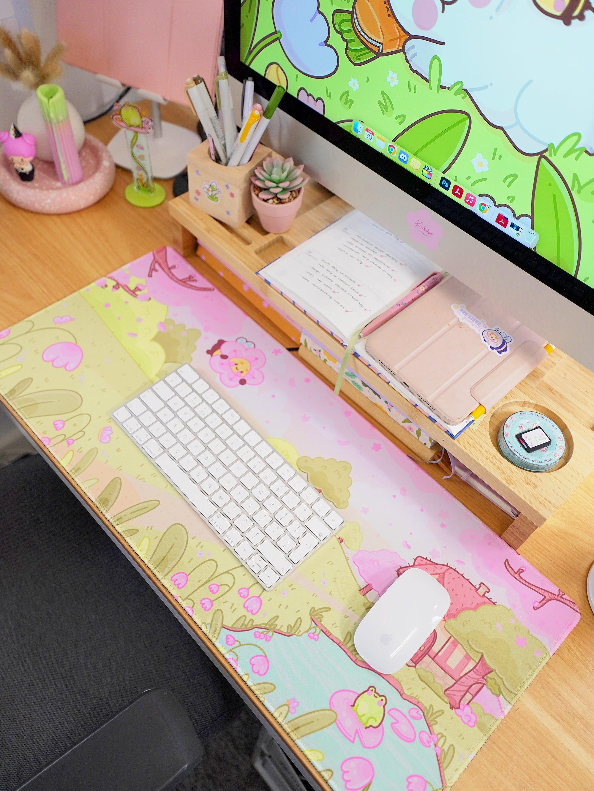 Large Sakura Scene Bumblebutt Cherry Blossom Gaming Mouse Pad - Katnipp Studios