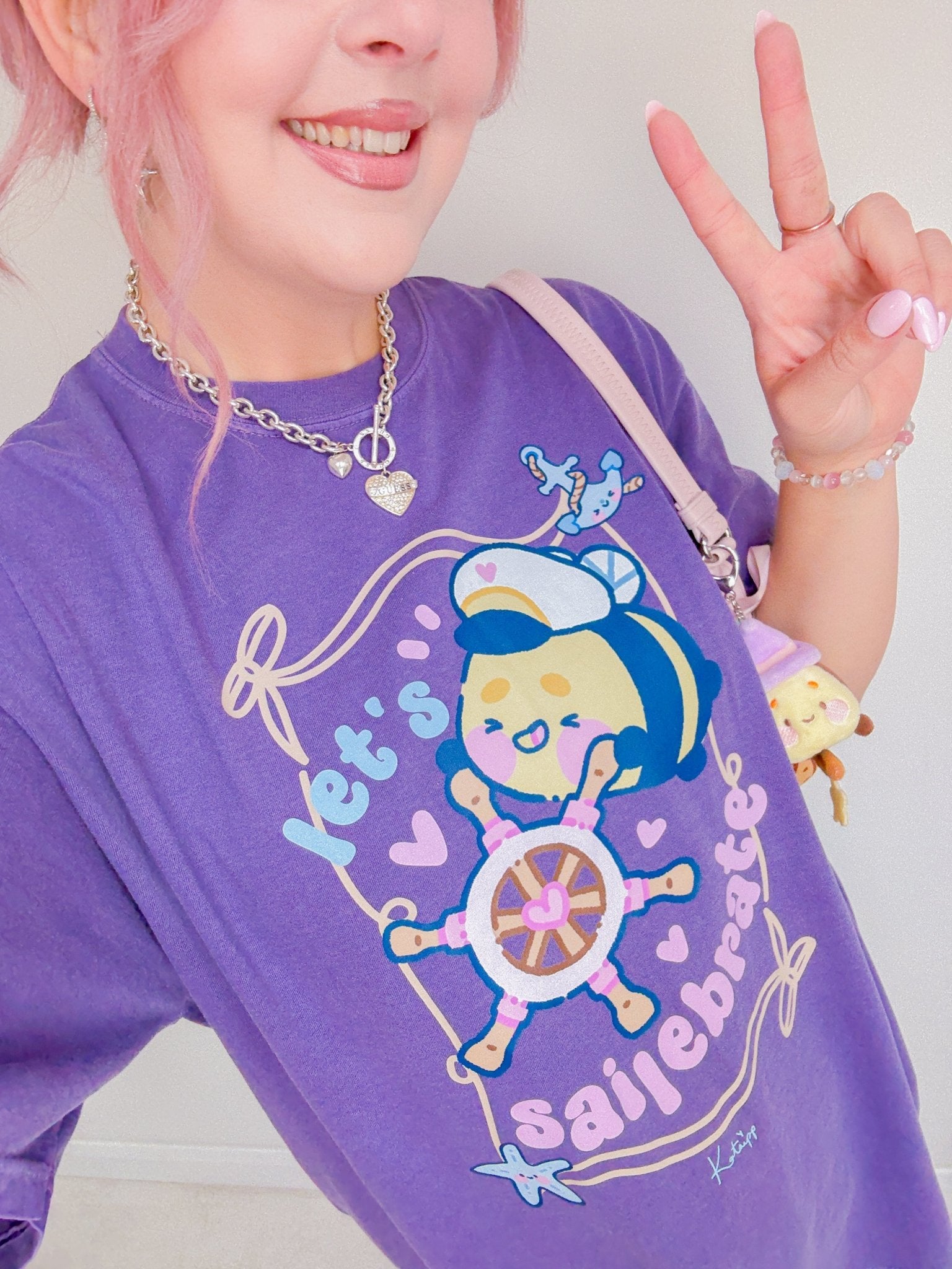 Bumblebutt Let’s Sailebrate T-Shirt | Kawaii Captain Bee Pastel Ocean Shirt Katnipp character product