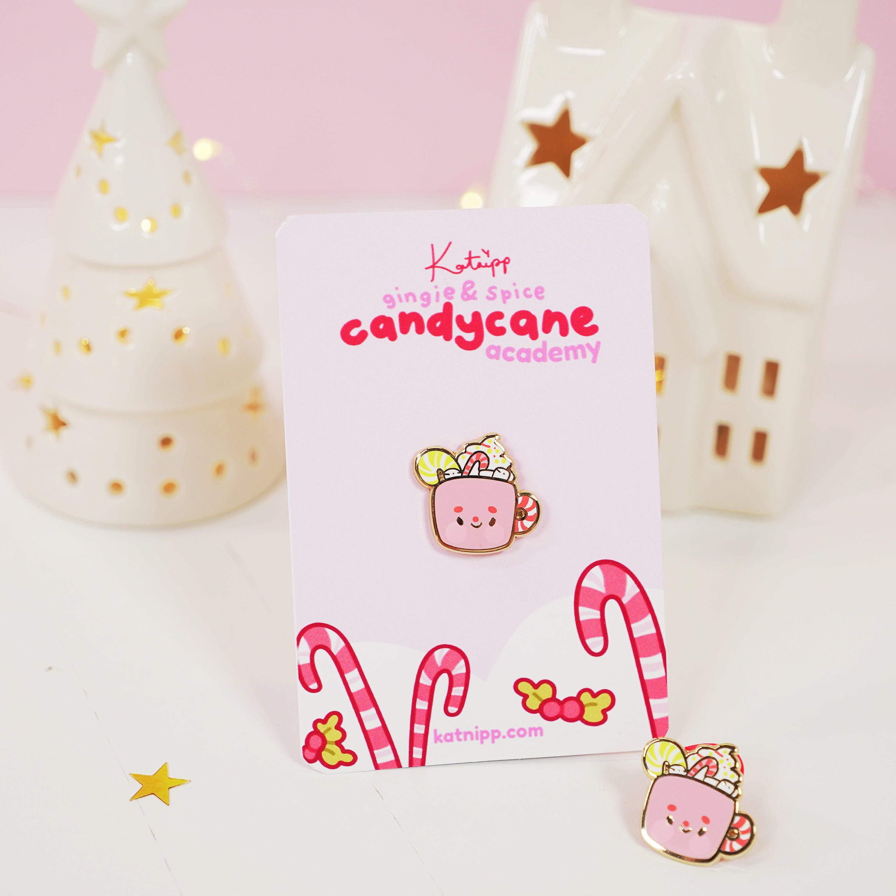 Little Candy cane Hot Chocolate Enamel Pin - Katnipp Studios