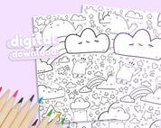 Marshies Dream Kawaii Colouring Page | Printable Digital Download Katnipp character product
