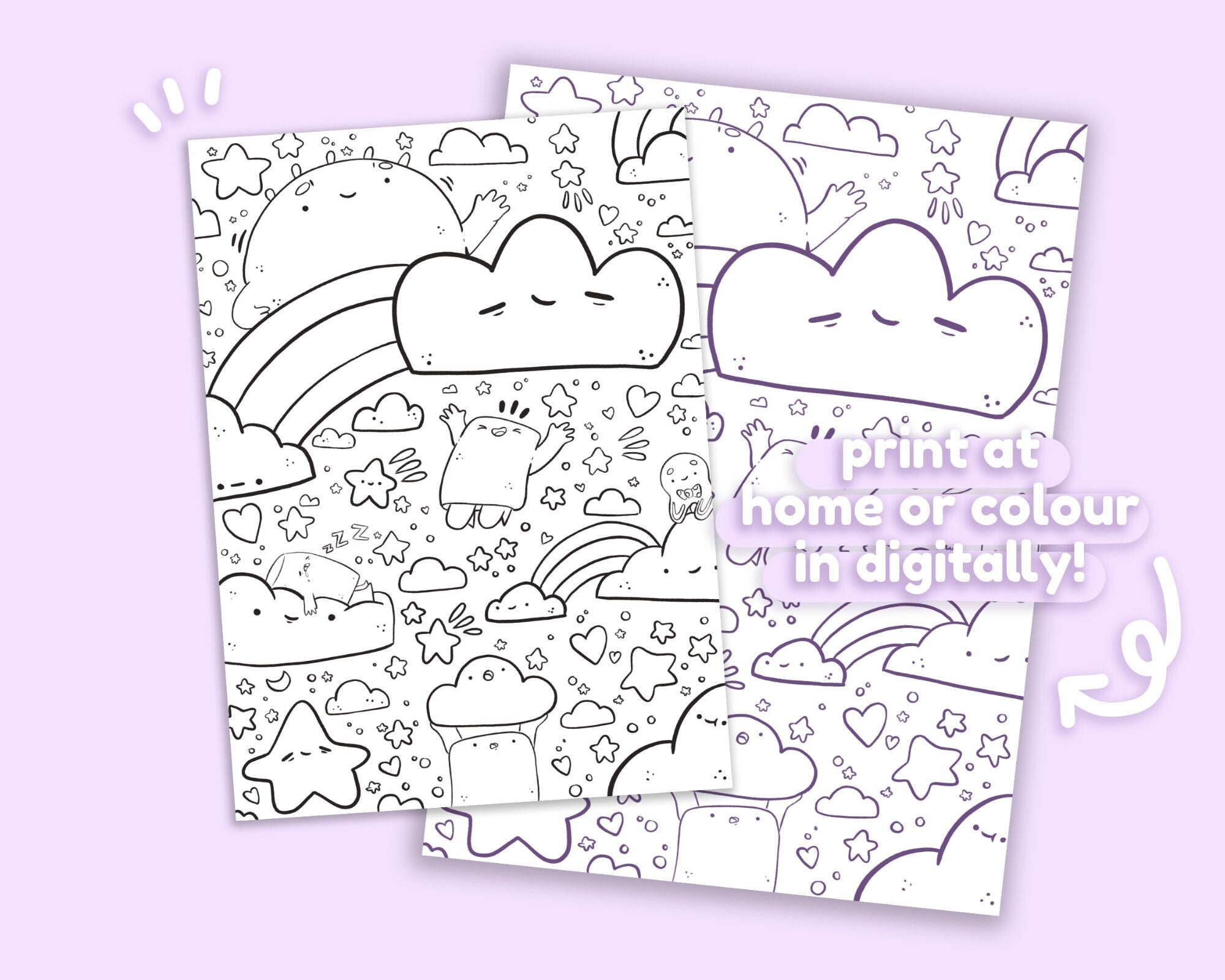 Marshies Dream Kawaii Colouring Page | Printable Digital Download Katnipp character product