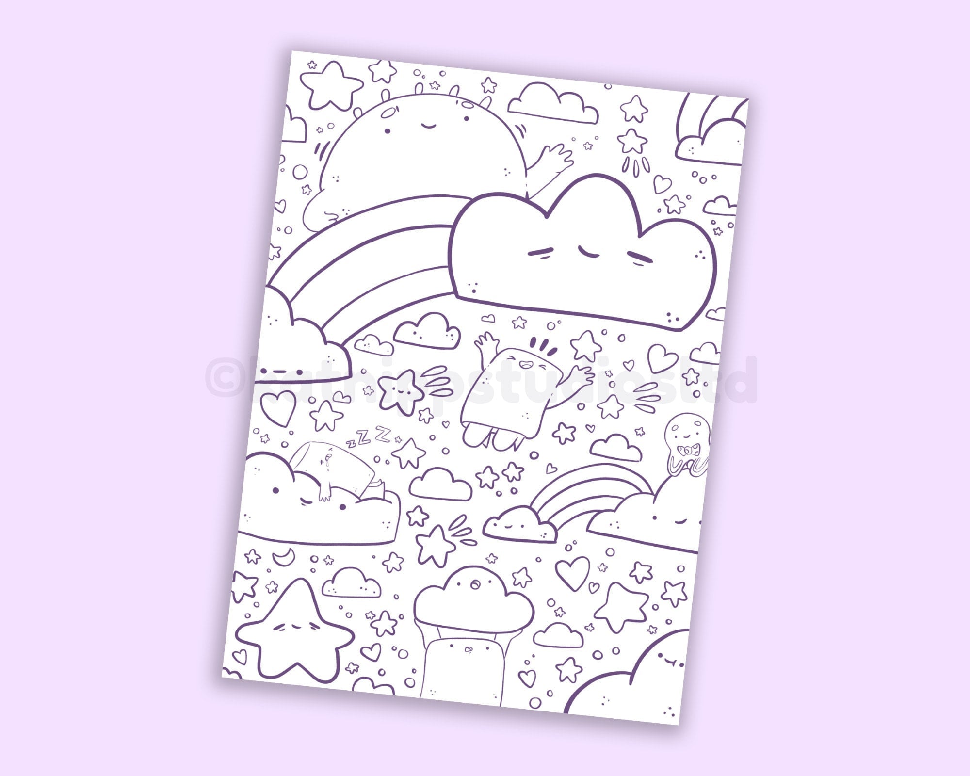 Marshies Dream Kawaii Colouring Page | Printable Digital Download Katnipp character product