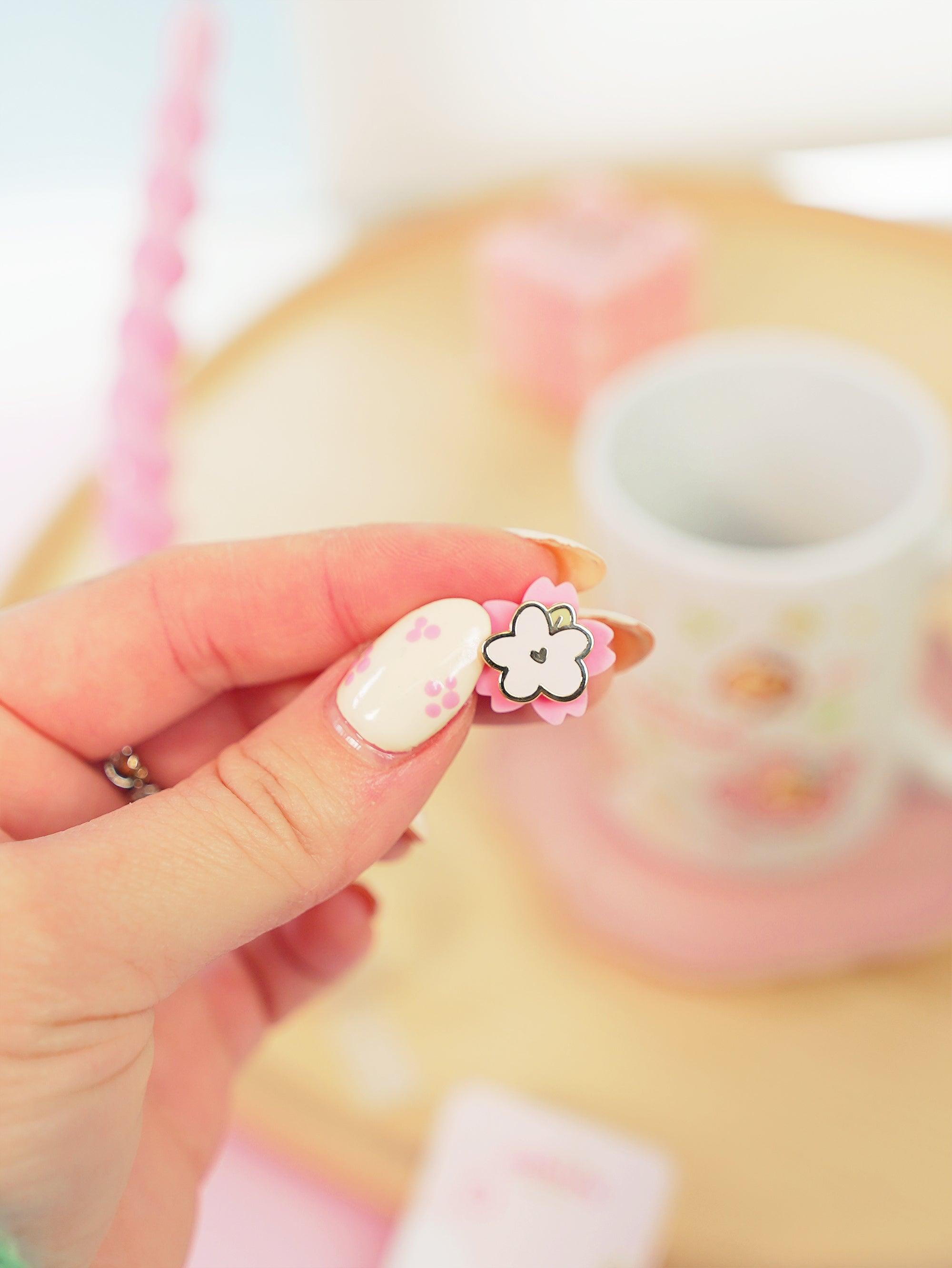 Mini Sakura Blossom Enamel Pin - Katnipp Studios