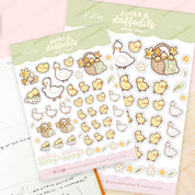 Mother Duck A6 Planner Stickers | Kawaii Spring Duck Sticker Sheet | DAF002 Katnipp character product