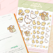 Mother Duck A6 Planner Stickers | Kawaii Spring Duck Sticker Sheet | DAF002 Katnipp character product