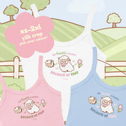 My Heart Is Fluffy Because of Ewe Y2K Crop Top | Sugapuff & Bumblebutt Pastel Tank | Kawaii Spring Cottagecore Apparel Katnipp character product