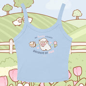 My Heart Is Fluffy Because of Ewe Y2K Crop Top | Sugapuff & Bumblebutt Pastel Tank | Kawaii Spring Cottagecore Apparel Katnipp character product