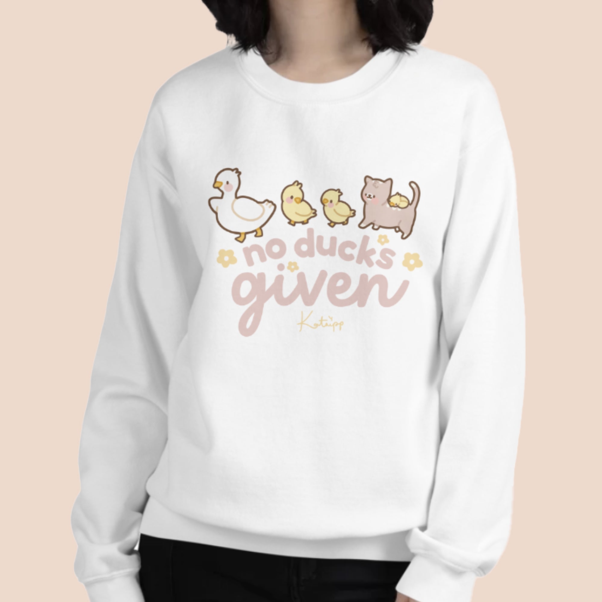 No Ducks Given Kawaii Spring Sweatshirt | Funny Pun Sweater | Cute & Cozy Seasonal Apparel Katnipp character product