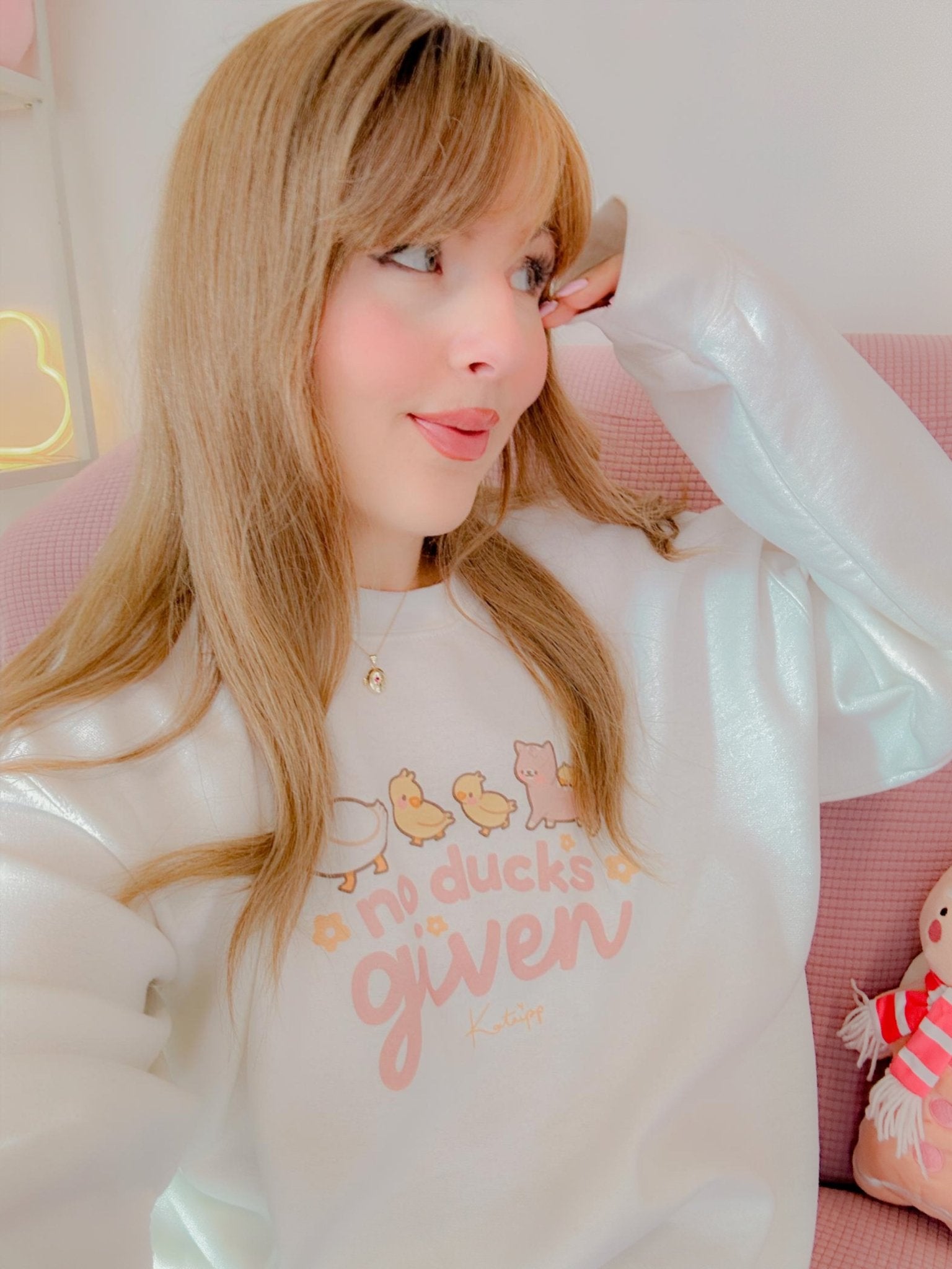 No Ducks Given Kawaii Spring Sweatshirt | Funny Pun Sweater | Cute & Cozy Seasonal Apparel Katnipp character product