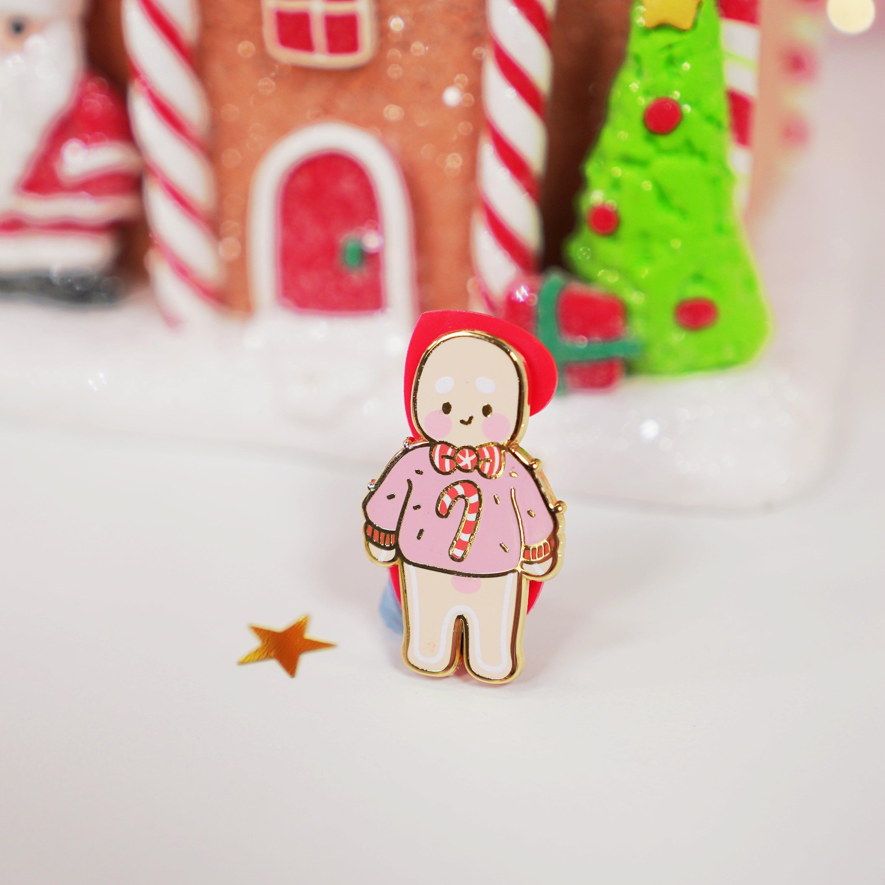 Official Gingie Cute Candy Cane Jumper Enamel Pin - Katnipp Studios