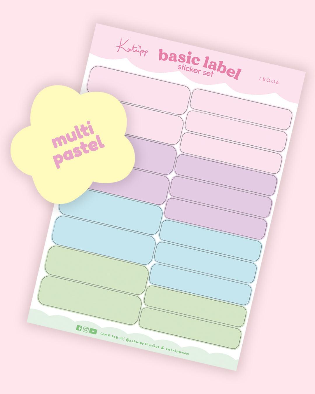 Pastel Label Sticker Set | Kawaii Planner Tabs & Organisation Stickers | Multiple Colours Katnipp character product