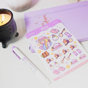 Pastel Witch A6 Sticker Sheet | Kawaii Witch Characters & Accessories | PW006 Katnipp character product
