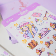 Pastel Witch A6 Sticker Sheet | Kawaii Witch Characters & Accessories | PW006 Katnipp character product