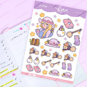 Pastel Witch A6 Sticker Sheet | Kawaii Witch Characters & Accessories | PW006 Katnipp character product