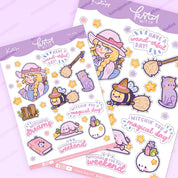 Pastel Witch A6 Sticker Sheet | Kawaii Witch Characters & Quotes | PW008 Katnipp character product