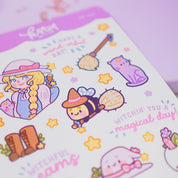 Pastel Witch A6 Sticker Sheet | Kawaii Witch Characters & Quotes | PW008 Katnipp character product