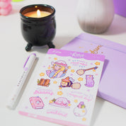 Pastel Witch A6 Sticker Sheet | Kawaii Witch Characters & Quotes | PW008 Katnipp character product