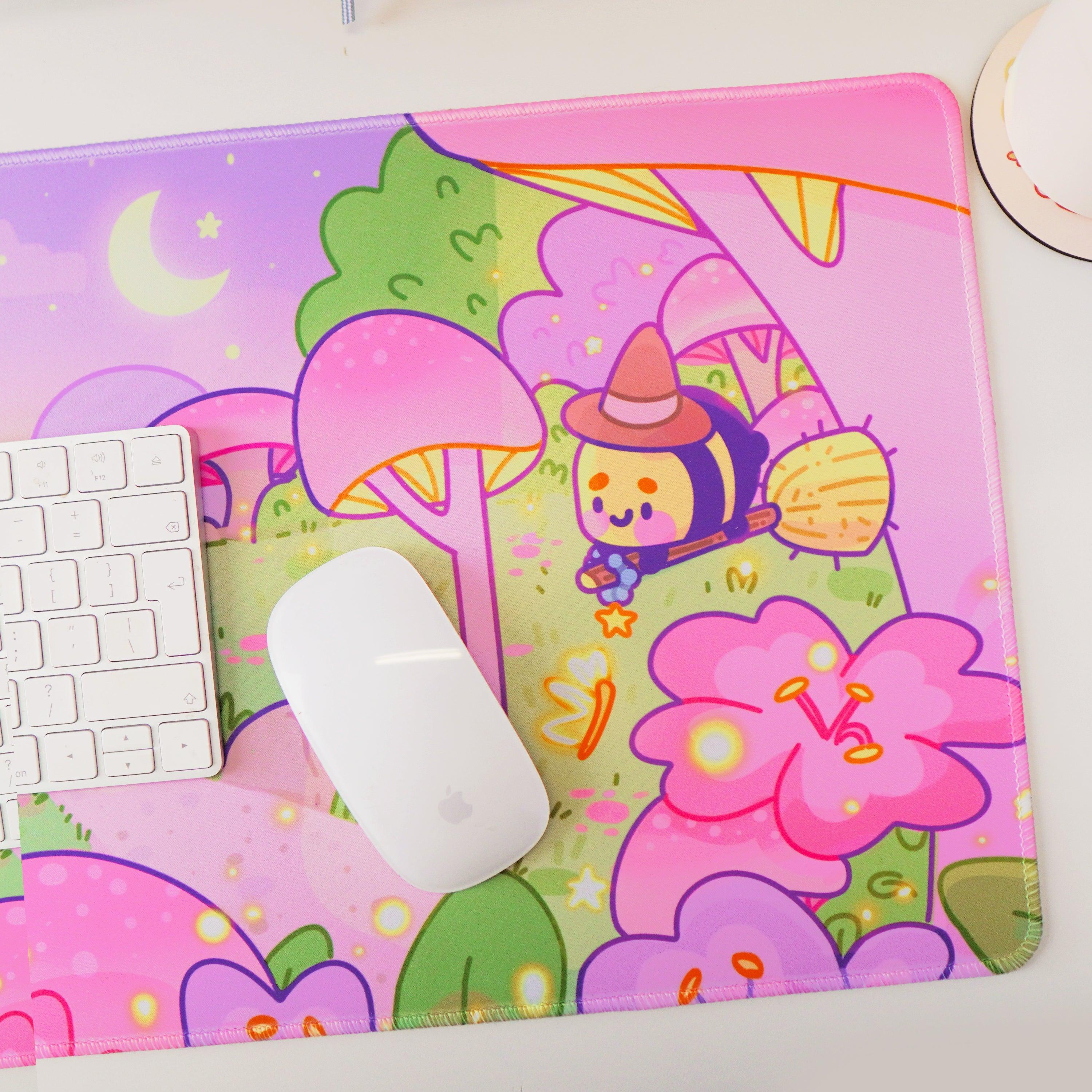 Pastel Witch & Bumblebutt Large Kawaii Gaming Mouse Pad - Katnipp Studios