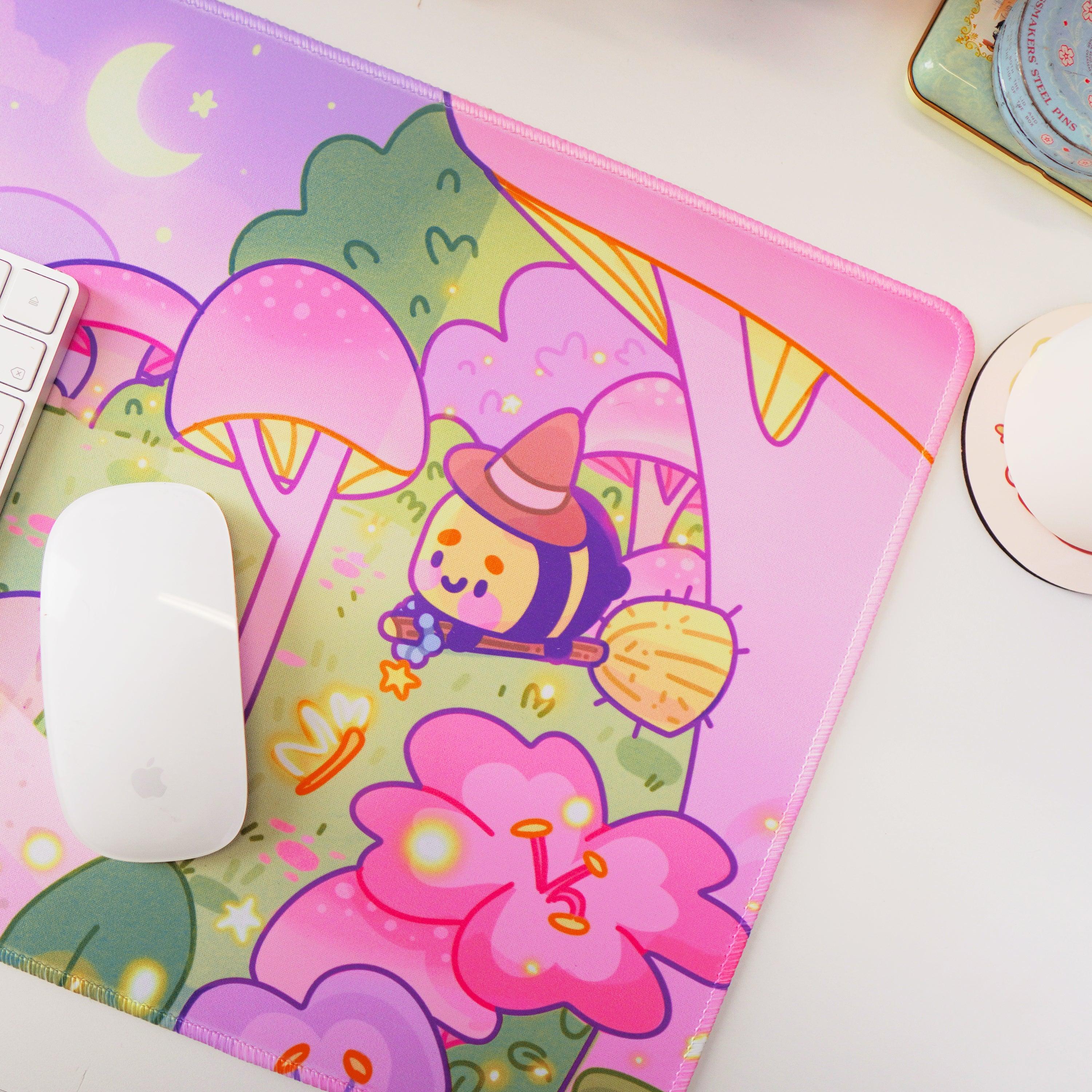 Pastel Witch & Bumblebutt Large Kawaii Gaming Mouse Pad - Katnipp Studios