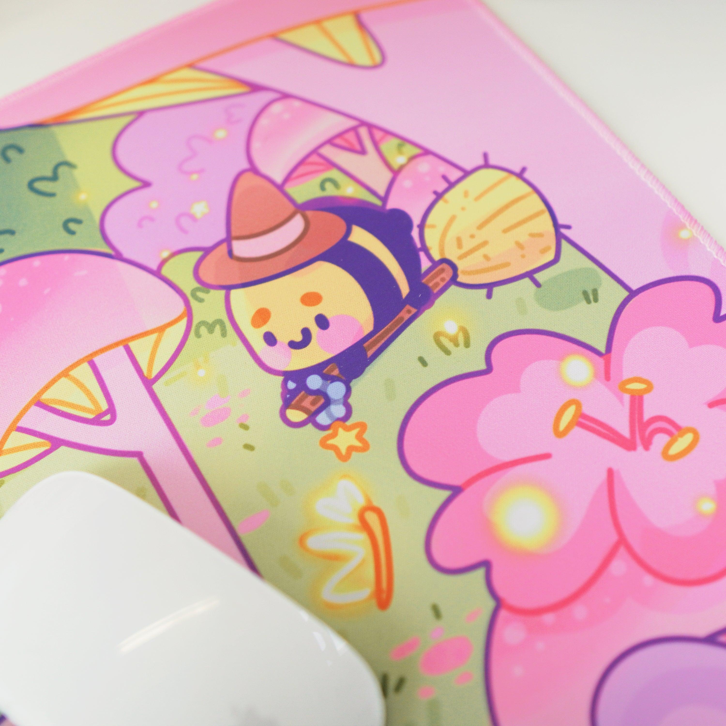 Pastel Witch & Bumblebutt Large Kawaii Gaming Mouse Pad - Katnipp Studios