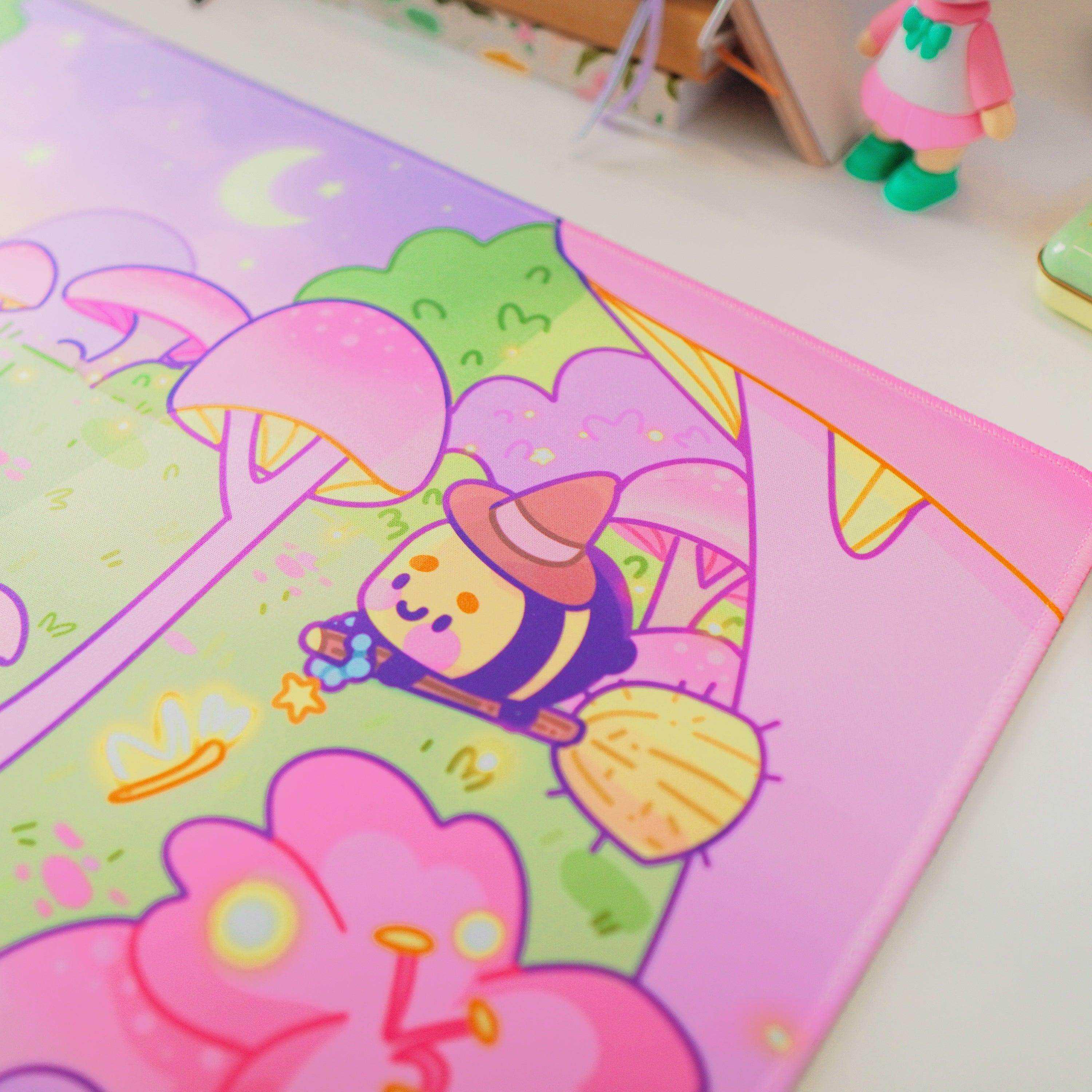 Pastel Witch & Bumblebutt Large Kawaii Gaming Mouse Pad - Katnipp Studios