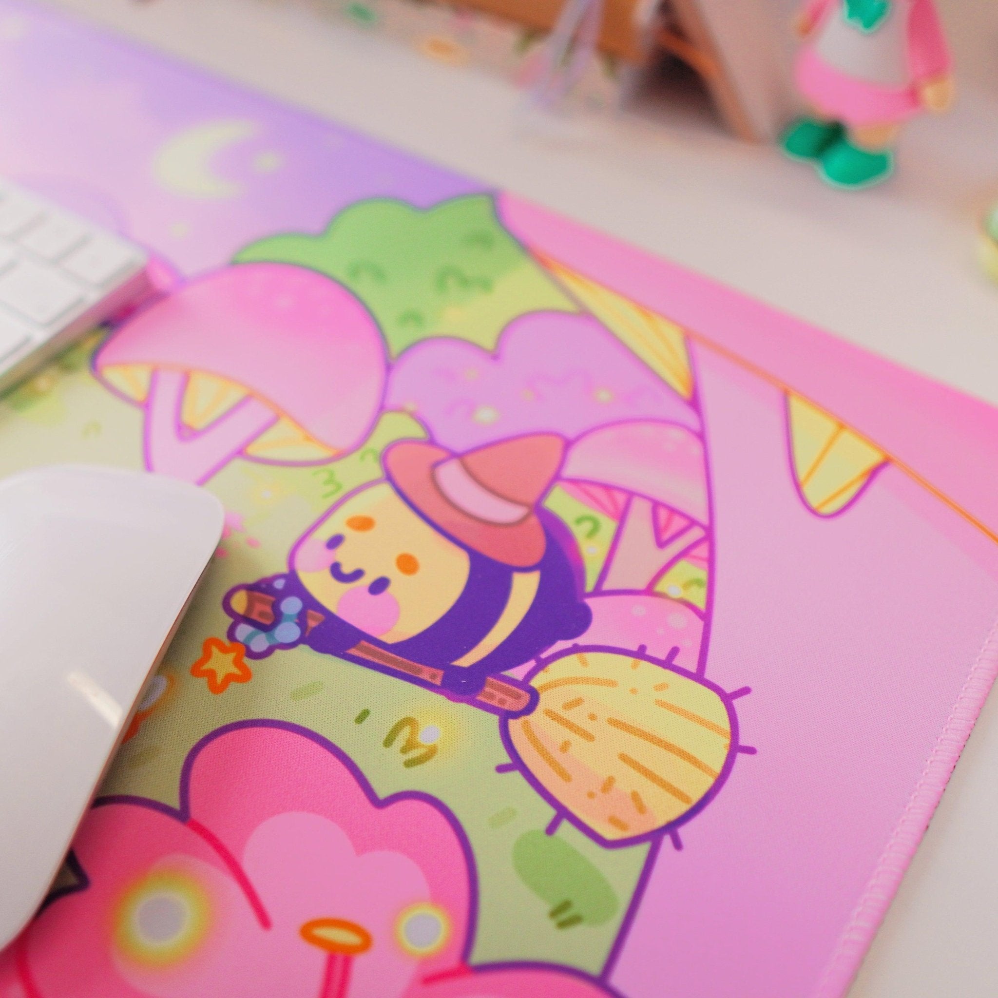 Pastel Witch Halloween Desk Mat | Bumblebutt | Kawaii Cottagecore Decor Katnipp character product