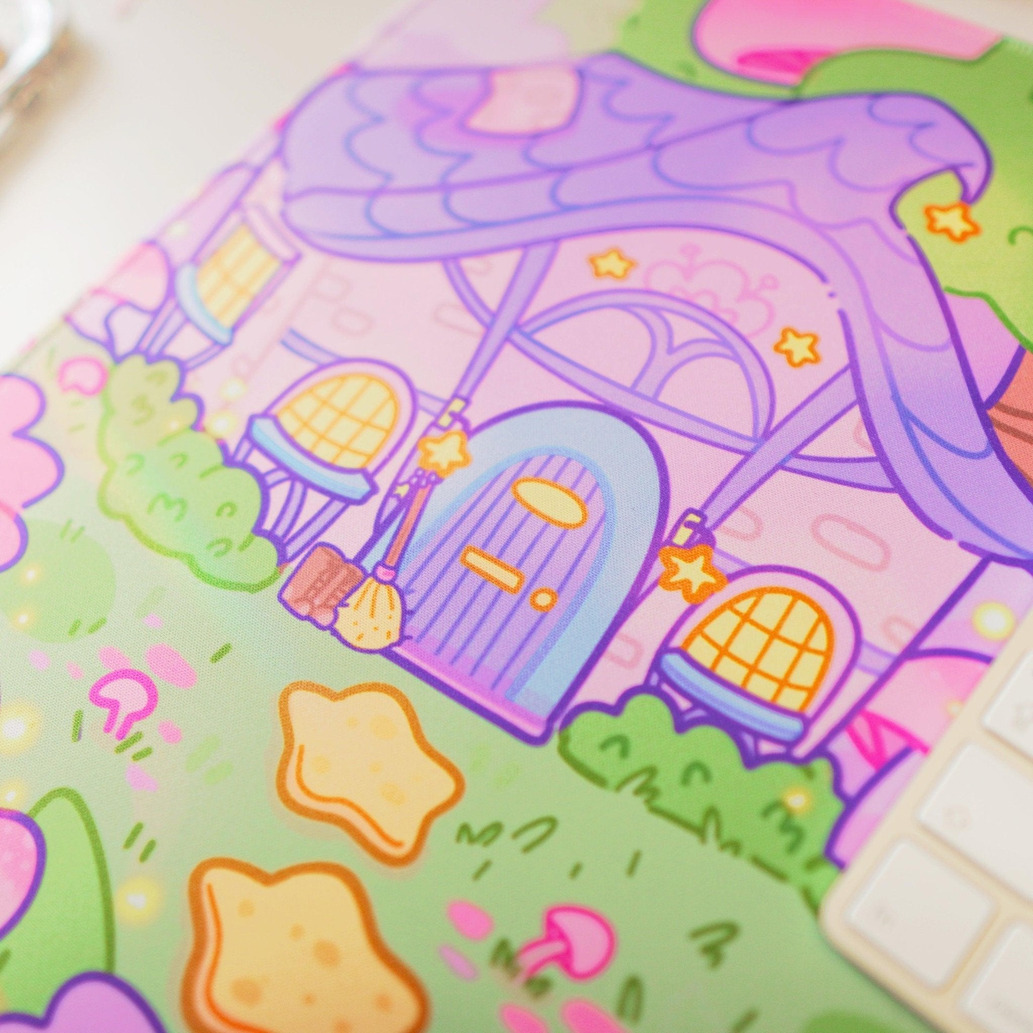 Pastel Witch Halloween Desk Mat | Bumblebutt | Kawaii Cottagecore Decor Katnipp character product