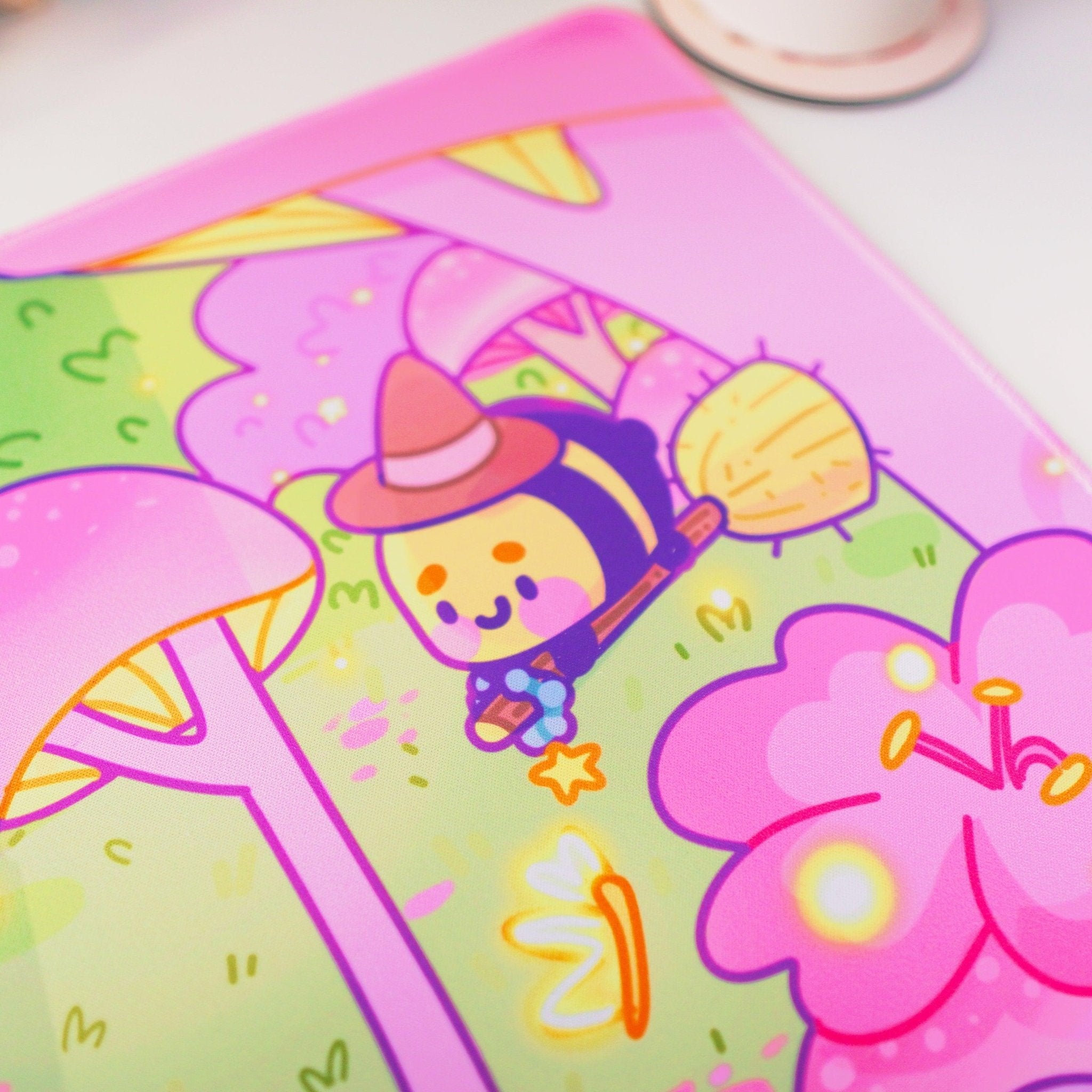 Pastel Witch Halloween Desk Mat | Bumblebutt | Kawaii Cottagecore Decor Katnipp character product
