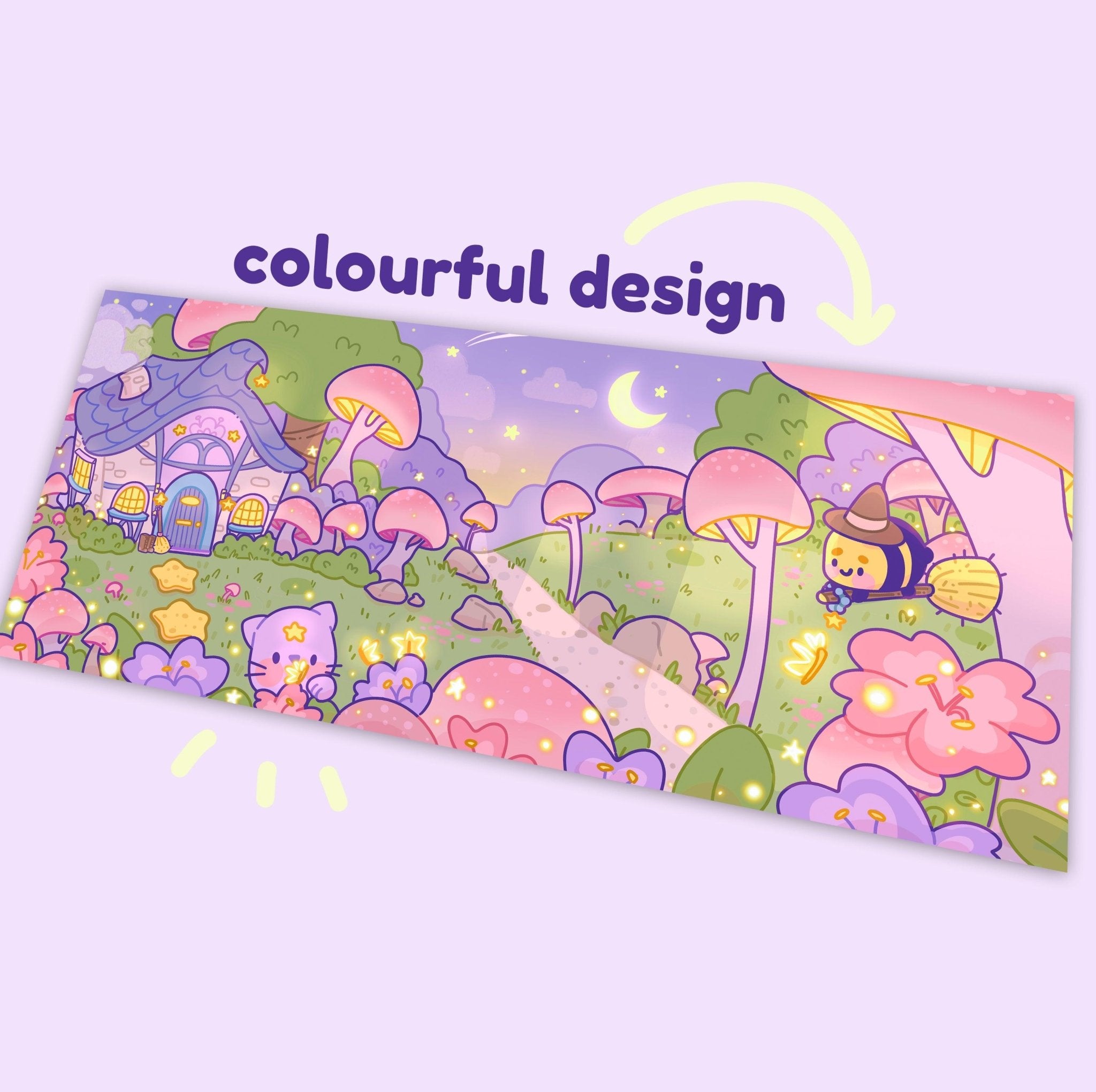 Pastel Witch Halloween Desk Mat | Bumblebutt | Kawaii Cottagecore Decor Katnipp character product