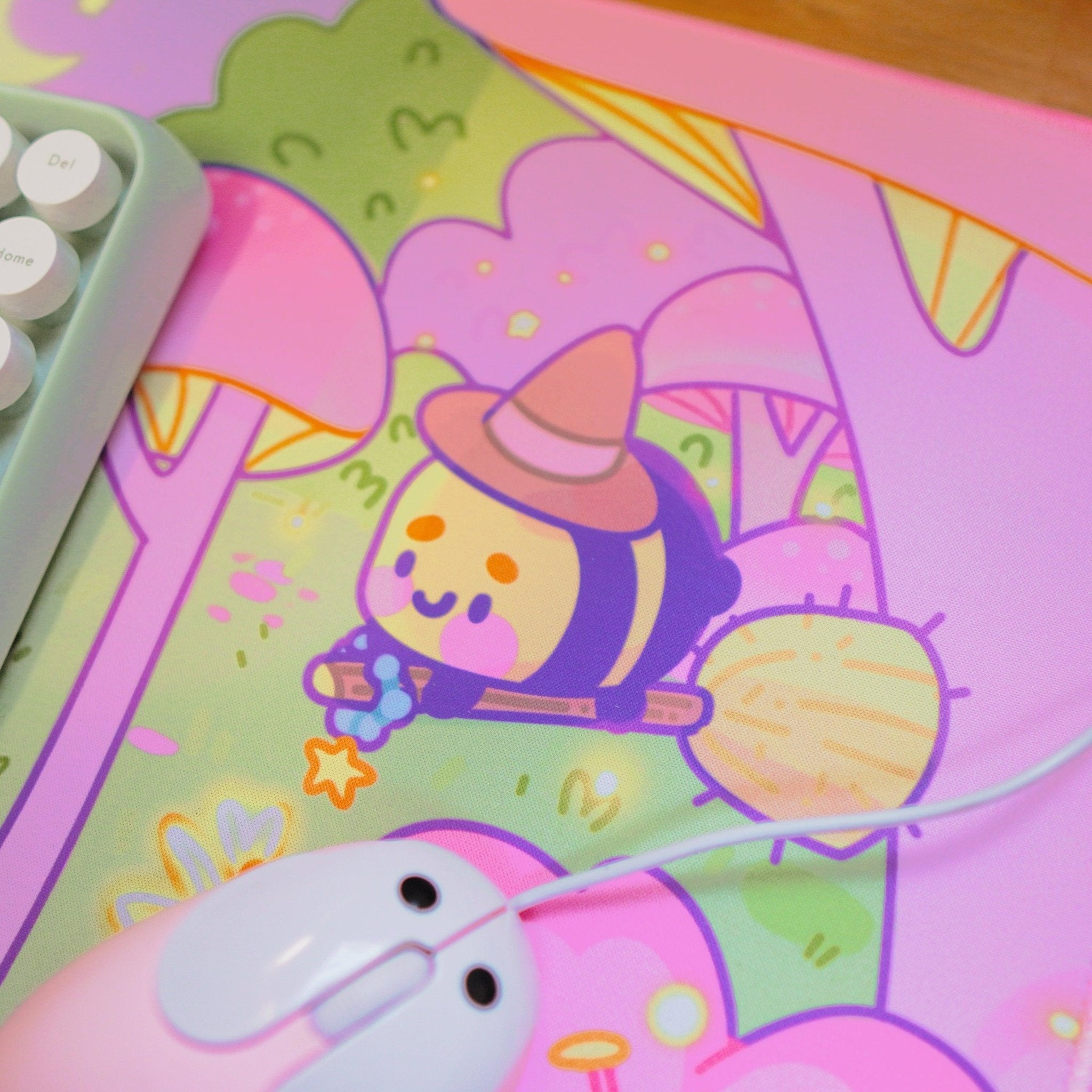 Pastel Witch Halloween Desk Mat | Bumblebutt | Kawaii Cottagecore Decor Katnipp character product